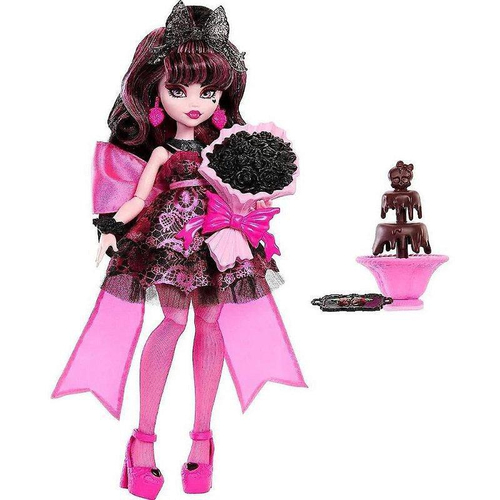 Boneca Monster High Draculaura Cabelo Rosa Preto Morcego de Estimação e  Acessórios HHK51 Mattel