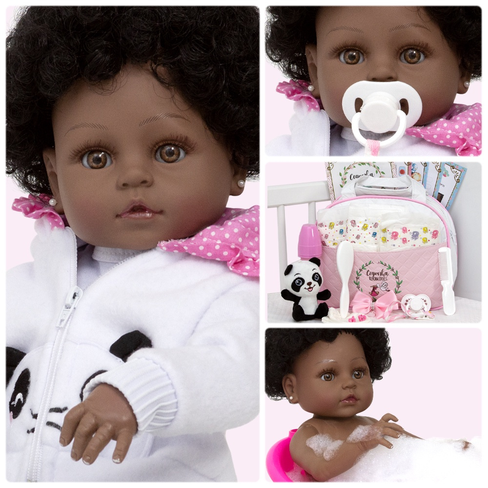 Bebê Reborn Menina Afro Negra