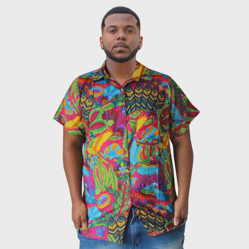 Camisa estampada hot sale de botao