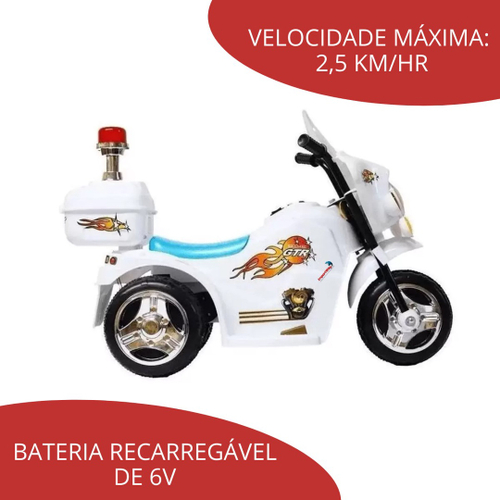 Mini Moto Elétrica Infantil Branca Triciclo Para Crianças Policia em  Promoção na Americanas