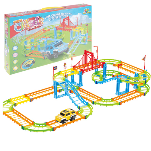 Pista Infantil Speedster Heliporto Carrinho e Helicóptero