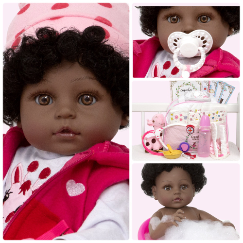 Bebe Reborn Negra Menina Realista, Cabelo Fio A Fio Princesa