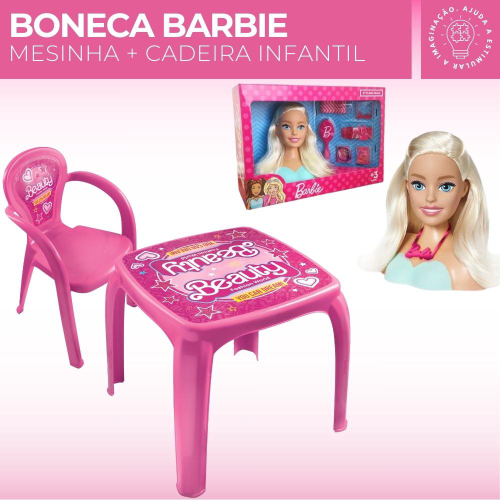 Children Play Set Furniture for Barbie, Cabeleireiro Acessórios