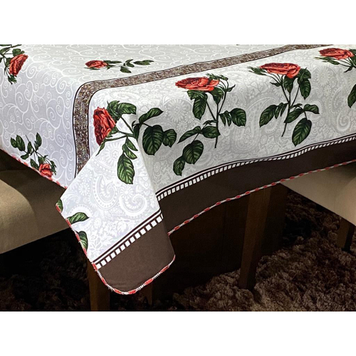 Toalha de Mesa Retangular Para 6 Lugares Xadrez Vermelho 1.45m x