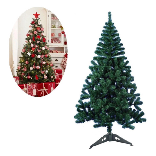 Arvore de natal decorada luxo 1,50M + kit de 45 enfeites vermelha E dourada  no Shoptime