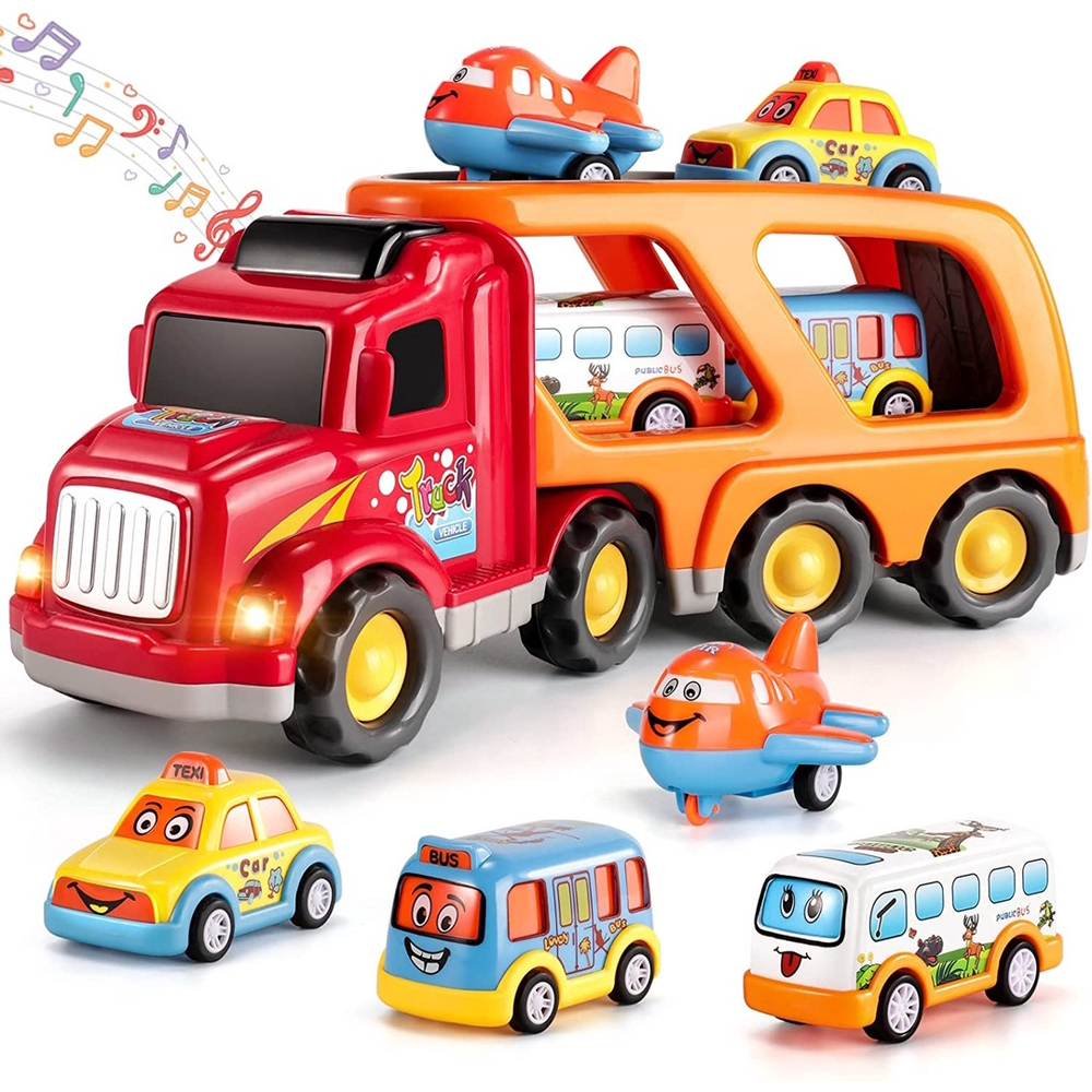 TOYANDONA 1 Conjunto Crianças Vão Puxando Caminhão de Desenho Animado Carro  de Jogo de Duas Camadas para Meninas Vermelhas Camada de Música Brinquedos  Modelo Traseiro Presente Infantil : : Casa