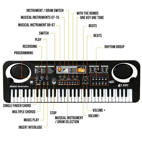 Chusui 61 Chaves Música Digital Teclado Eletrônico Crianças Piano