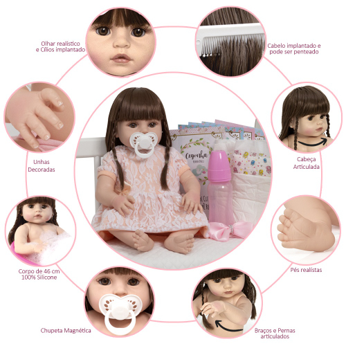 Bebe Reborn 100% Silicone Recem Nascida Fofinha Completa - Cegonha