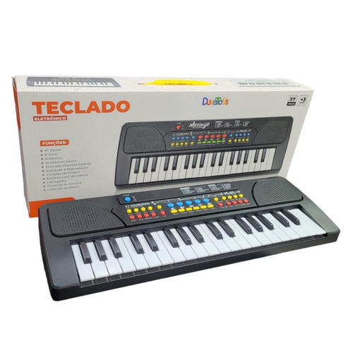 Brinquedo Musical Teclado Infantil Piano 37 Teclas Microfone