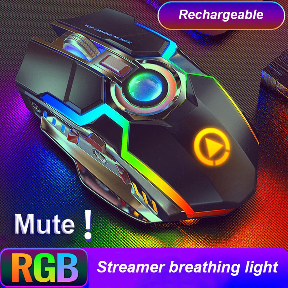 Rgb Silent Wireless Mouse Gaming Mouse Laser Optical Black / Gray 2