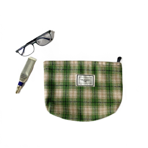 Bolsas De Maquiagem De Tartan Bolsas De Armazenamento Com Botão De