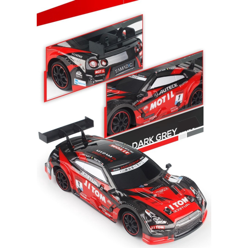 Carrinho de controle remoto tração nas quatro rodas Drift recarregável com  luz Led carro esportivo Nissan GTR presente para crianças