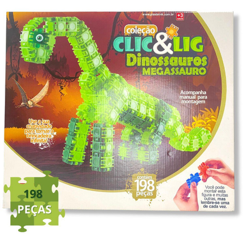 Blocos de Montar Dinossauro Brinquedo Infantil Clic E Lig