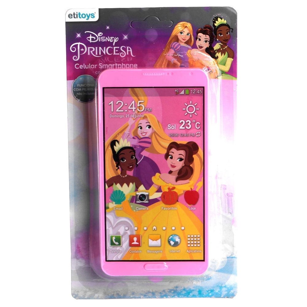 Celular Brinquedo Flip Princesa Disney Rosa Azul