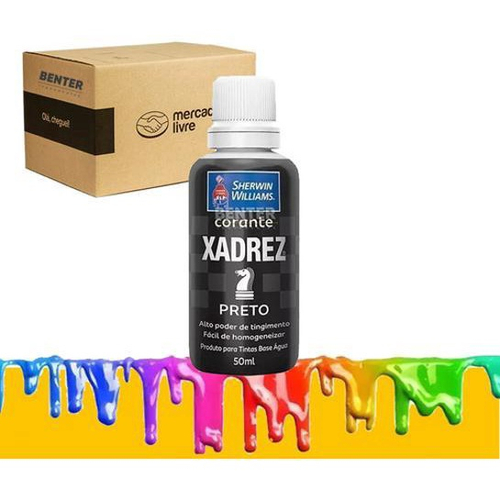 Caixa Com 12 Corante Líquido Xadrez 50ml Bisnaga Preto - Casa e