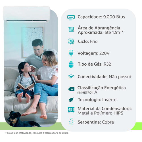 Ar Condicionado Split Hi Wall LG Dual Inverter Compact 9.000 Btus Frio 220v R-32 - Imagem 2