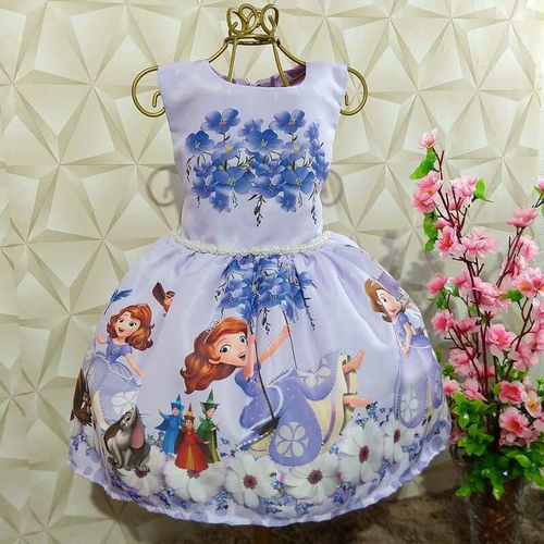 Vestido Infantil Lilás Rapunzel Princesa Sofia Aniversário Daminha