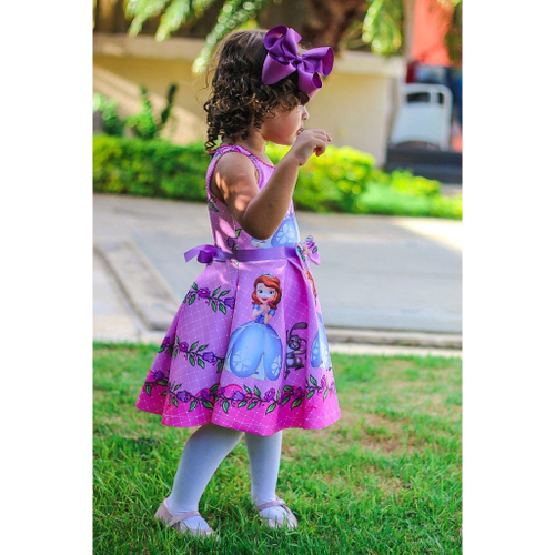 Vestido Infantil Tema Princesa Sofia Aniversário 1 Ao 3 com o