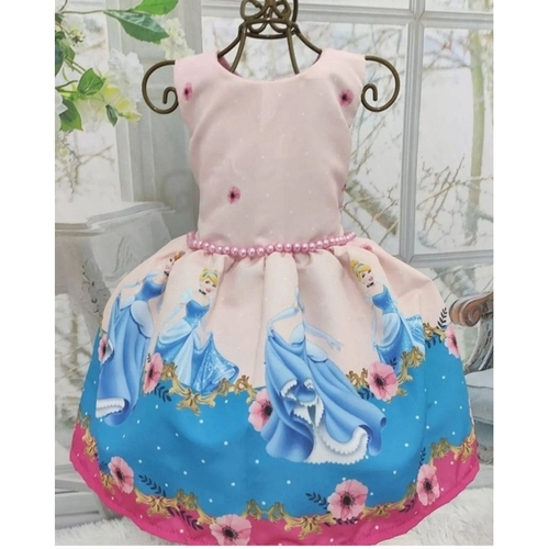 Vestido Infantil Cinderela Princesa Temático Festa Luxo - R$ 78,99