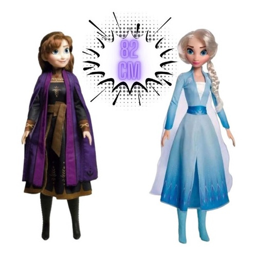 Boneca Frozen Elsa E Anna gigante brinquedo Disney 80cm - BABY