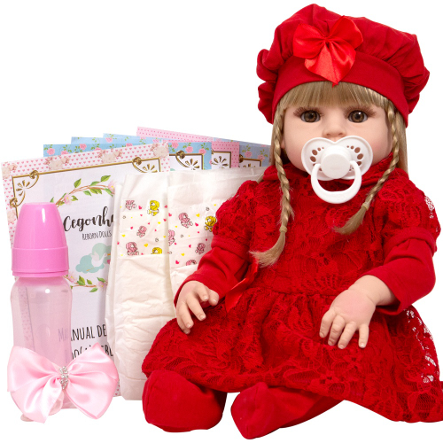 Boneca Bebê Reborn 100% Silicone Gatinha Com Mamadeira Chupeta E Conjunto  de Roupas em Promoção na Americanas