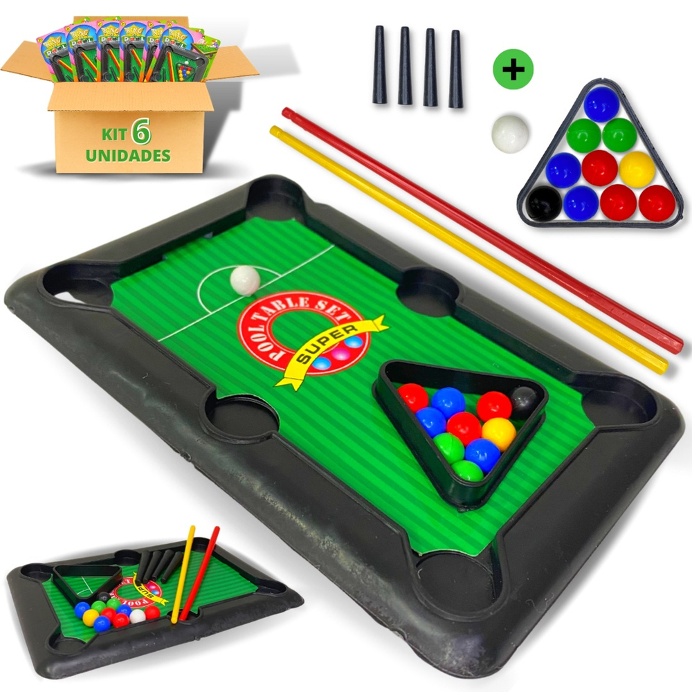 Kit 3 Brinquedo Jogo Mini Mesa De Bilhar Sinuca Infantil