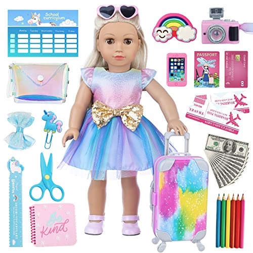 Roupa de boneca escolar casual para bonecas americanas de 45,72 cm