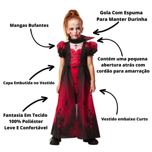 Fantasia Vampiro Infantil Curto - Halloween em Promoção na Americanas