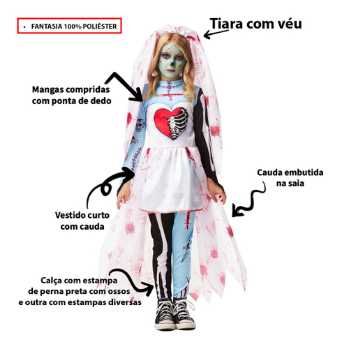 Fantasia Infantil Fantasma Sangue Halloween menino zumbi