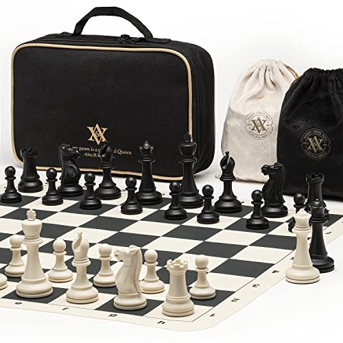 VGEBY Conjunto de xadrez jogo de tabuleiro de xadrez de plástico conjunto  de tabuleiro de xadrez com 50x50cm de couro artificial Sportinggoods xadrez  e cartas, esportes de lazer