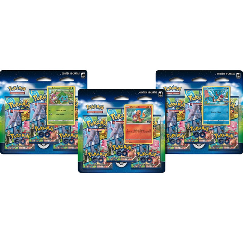 Blister triplo cartas pokemon tcg charmander coleção pokemon go em