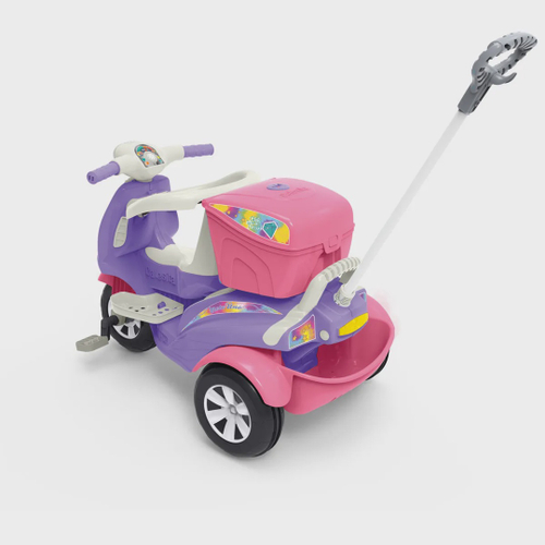 Triciclo Infantil Carrinho de Passeio Menina com Puxador no Shoptime