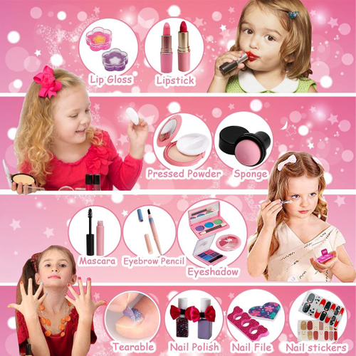 Kit Brinquedos De Maquiagem Para Crianças Menina Lavável