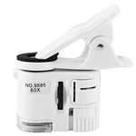 Akozon Mini Microscópio de telefone móvel 9595W 60X lupa LEDLight Mini Microscópio de clipe de telefone móvel