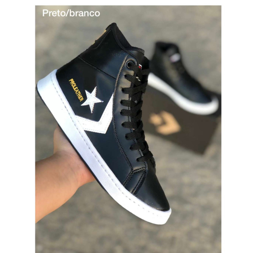 Tênis All Star Converse Preto / Branco Couro em Promoção na Americanas