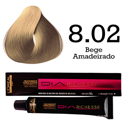 Loreal Kit Dia Richesse Tonalizante 50g - 8.02 Bege Amadeirado +