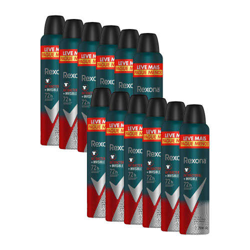 Kit com 12 Desodorantes Antitranspirantes Aerosol Feminino Rexona Cotton  Dry 72 horas 250ml