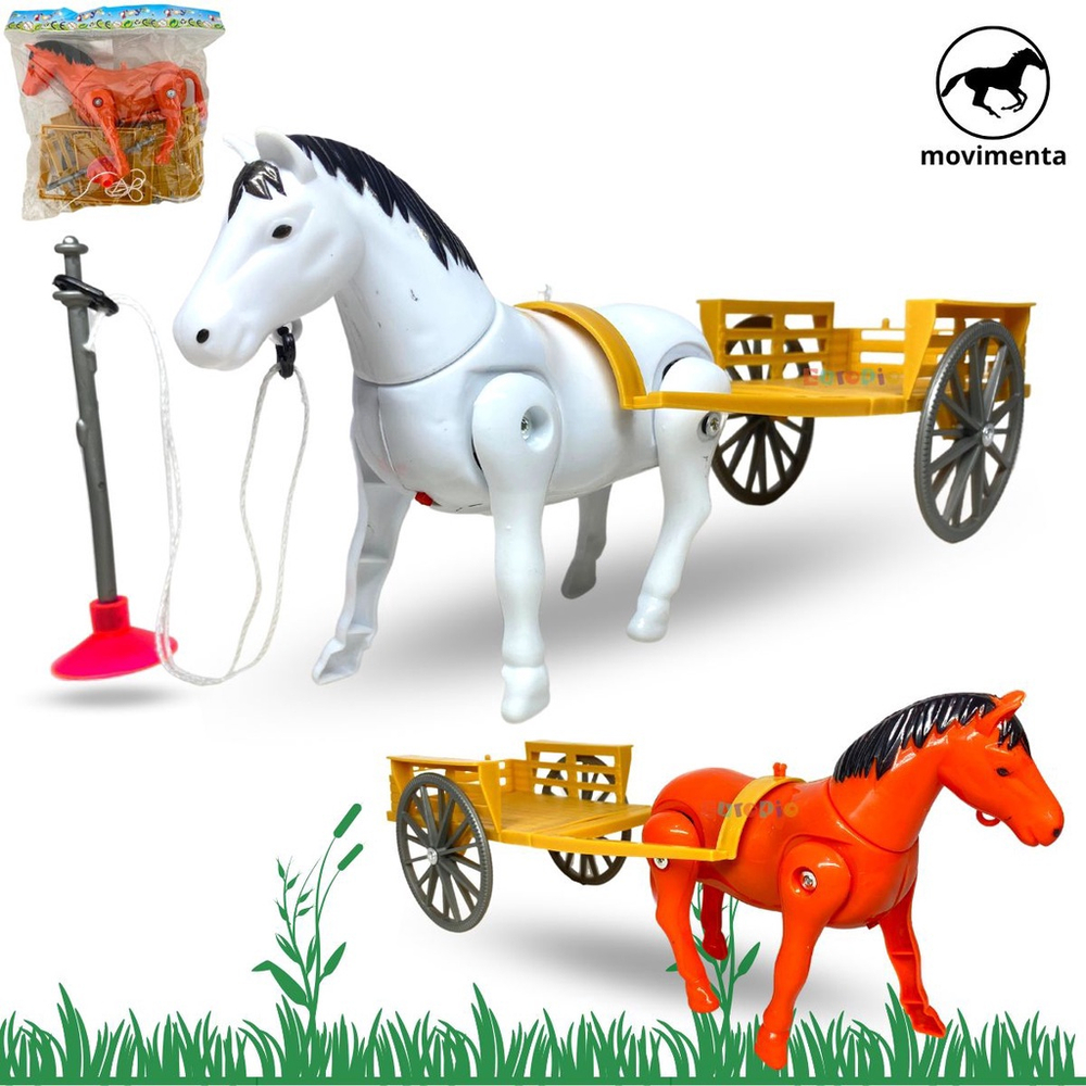 Cavalinho Brinquedo Com Carroça Anda Animal Cavalo Infantil F114 no Shoptime