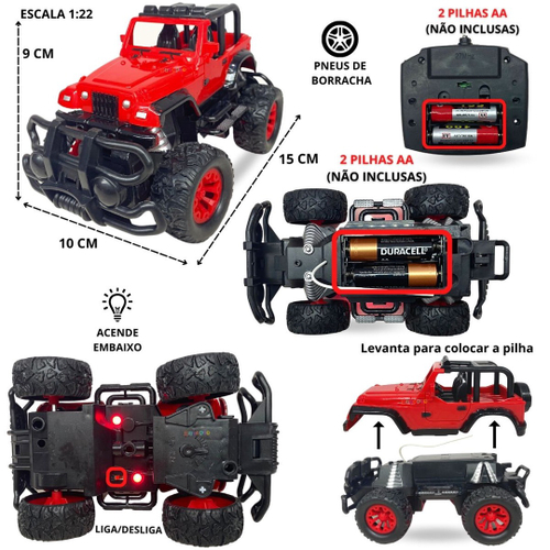 Carro Carrinho Controle Remoto Jeap 4x4 Off Road A Pilha no Shoptime