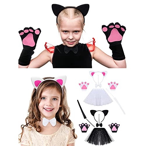 Conjunto de acessórios para fantasia de gato Conjunto de orelhas e cauda de  animal preto Kit de acessórios para Halloween para  mulheres/crianças/adultos Sexy gato Cosplay Pack com : : Moda