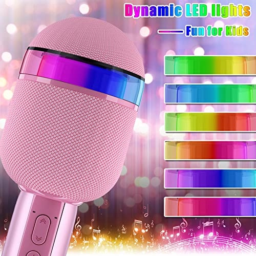 ShinePick Microfone Karaoke Bluetooth, 4 em 1 microfone sem fios karaokê  portátil com luzes LED para crianças, manta de jogo música, compatível com  Android/iOS PC, AUX ou Smartphone (ouro rosa)