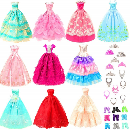 Kit com 5 Vestidos de Festa Para Bonecas - Compatível com a Marca Barbie -  Brinquedo Roupa Boneca