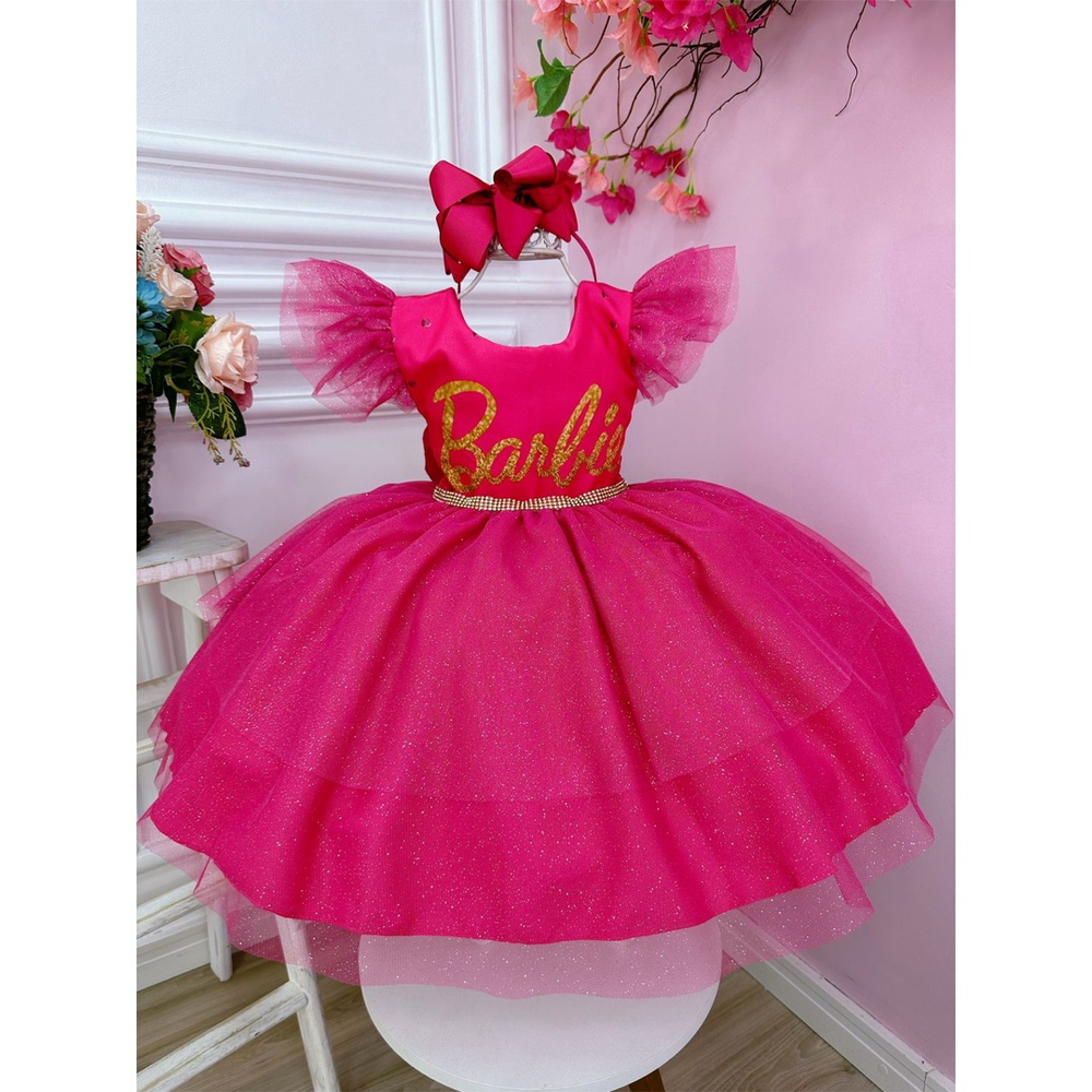 FANTASIA BARBIE INFANTIL VESTIDO LONGO PRINCESA ROSA PINK, Elo7