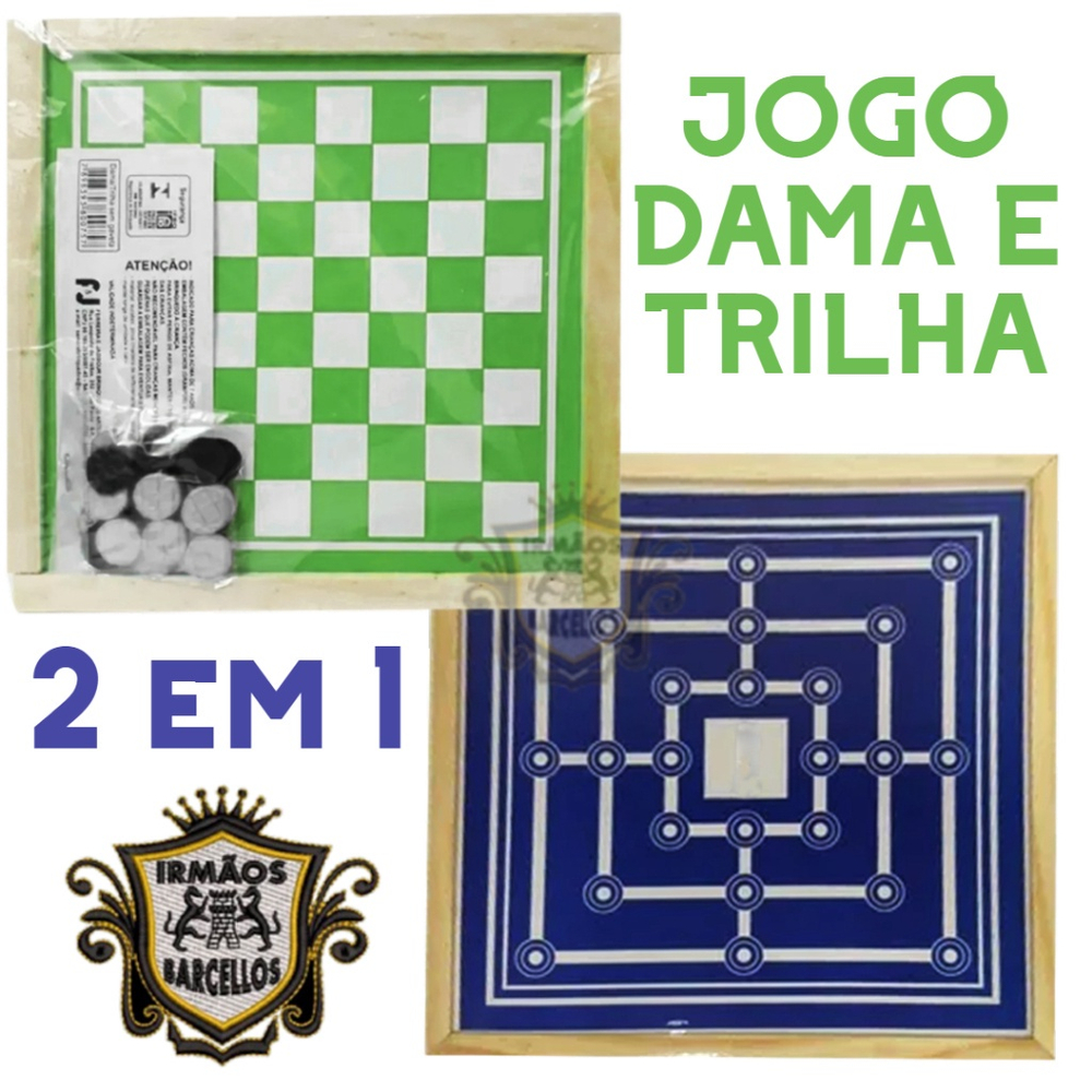 Jogo De Tabuleiro Dama E Trilha Clássico Em Madeira Brinquedo