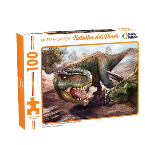 Quebra-Cabeça 200 Peças - Puzzle Batalha dos Dinossauros - Grow