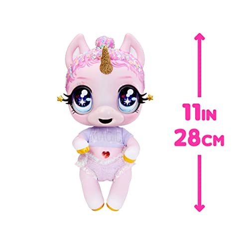 MGA S Glitter Babyz Jewels Daydreamer Unicorn Baby Doll com mudan as m gicas de cor cabelo de glitter de lavanda roupa m gica fralda frasco de