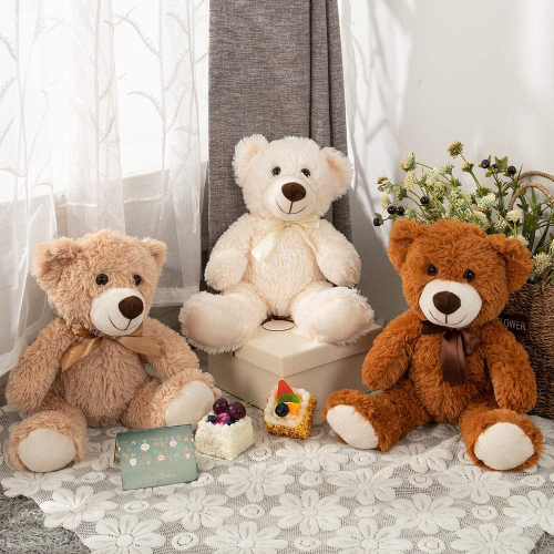 MorisMos 3 Packs Teddy Bear Stuffed Animals Plush 13 5 Polegadas Altura Bonito Brinquedos de Pel cia em 3 Cor Marrom Claro Marrom Escuro Ursos de
