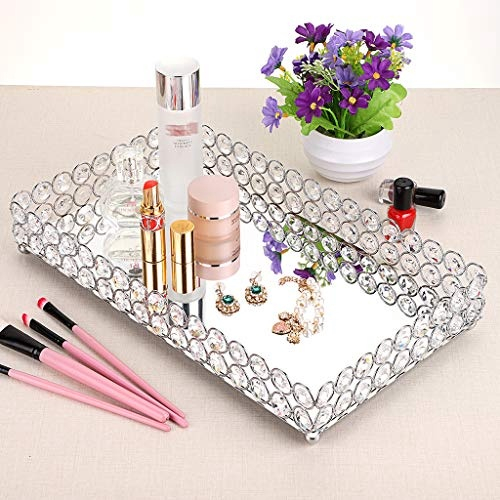 Hipiwe Crystal Cosmetic Makeup Tray Grande Espelhado Vanity Tray