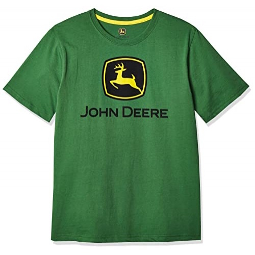 Camiseta masculina com logotipo grande da John Deere verde 14 16
