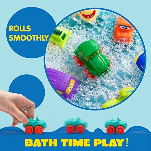 Joyin 18 Pcs Cartoon Cars Soft Rubber Toy Car Set Mini Toy